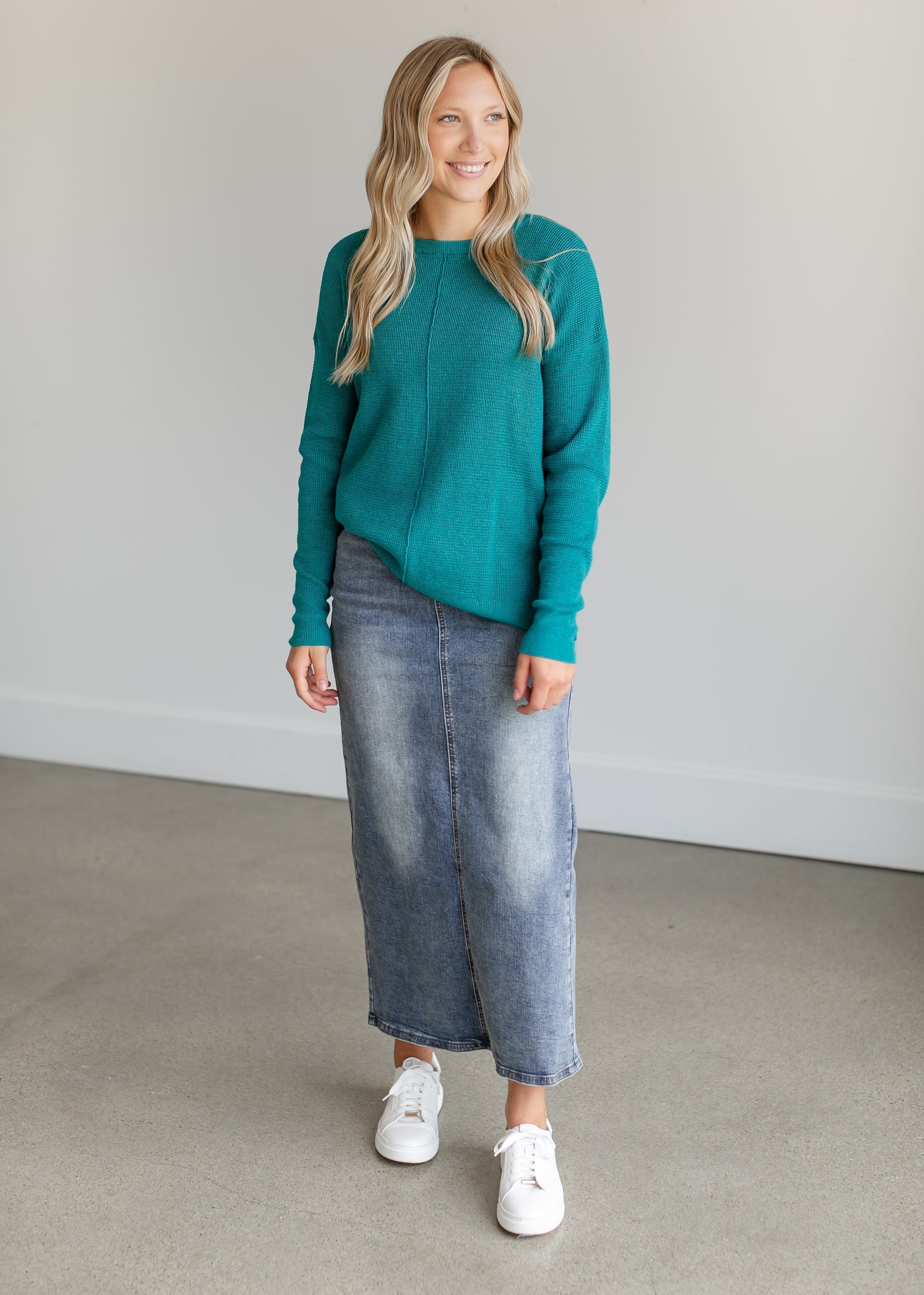Lightweight Waffle Crewneck Sweater FF Tops