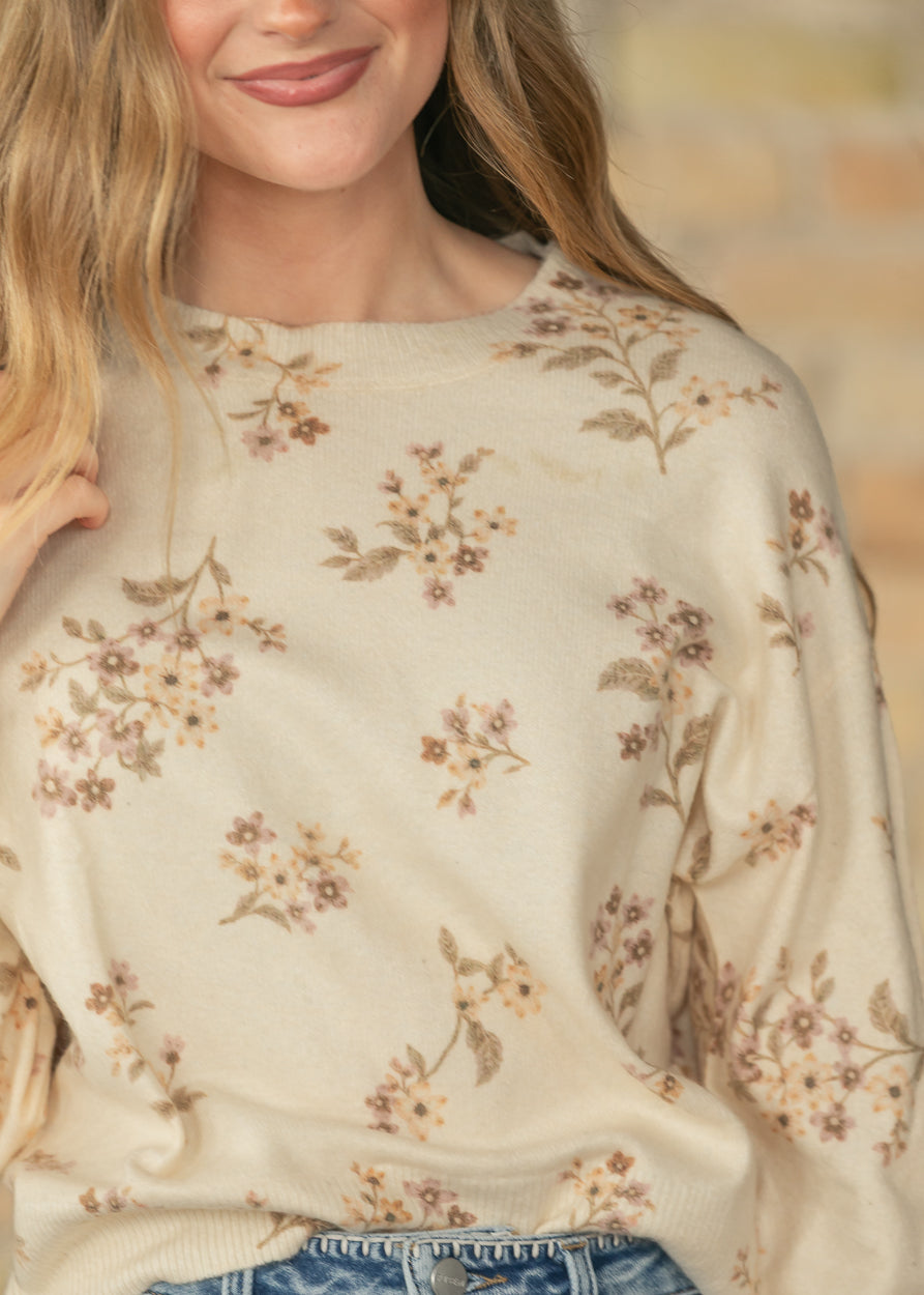 Lila Floral Knit Sweater IC Tops