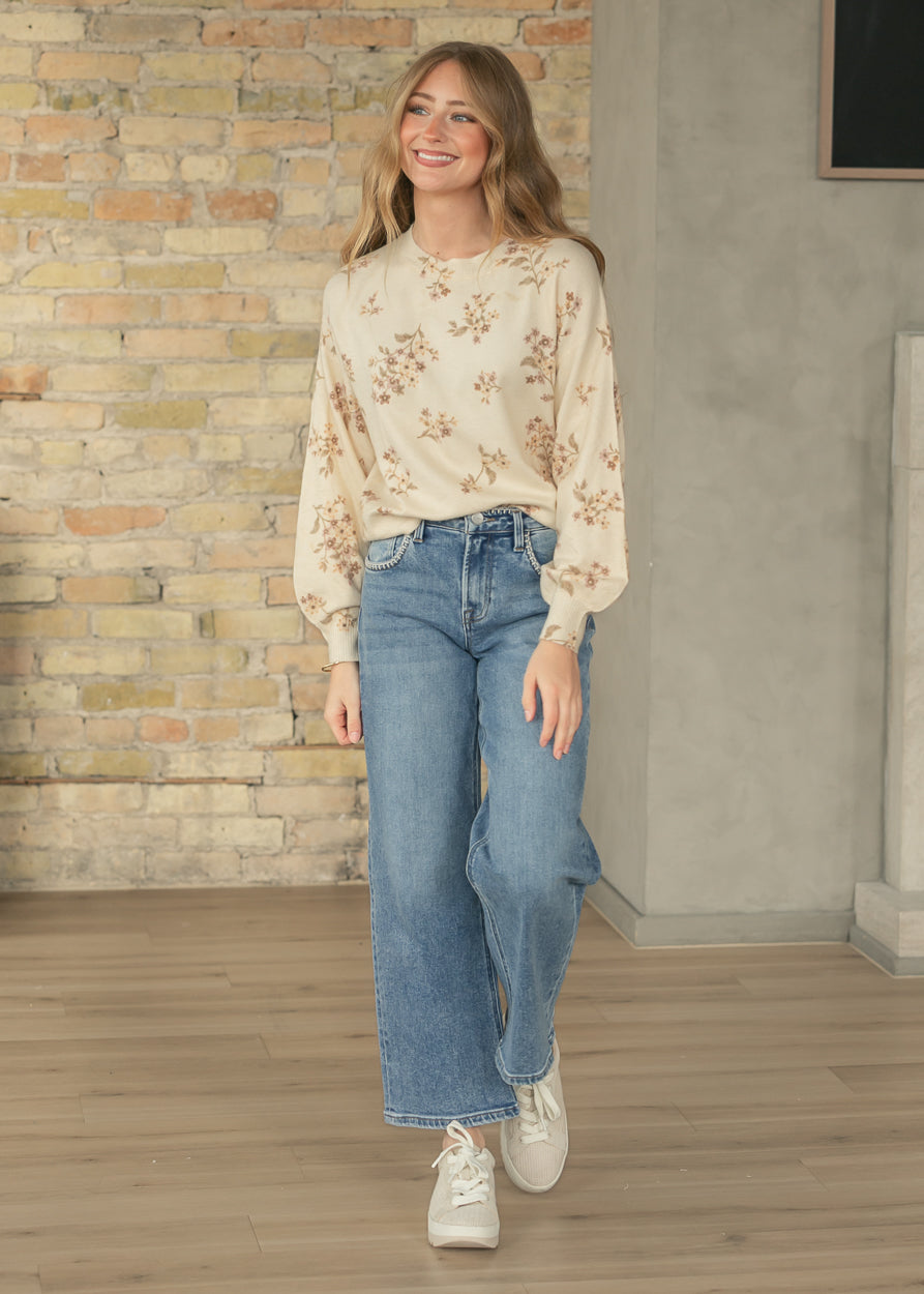 Lila Floral Knit Sweater IC Tops