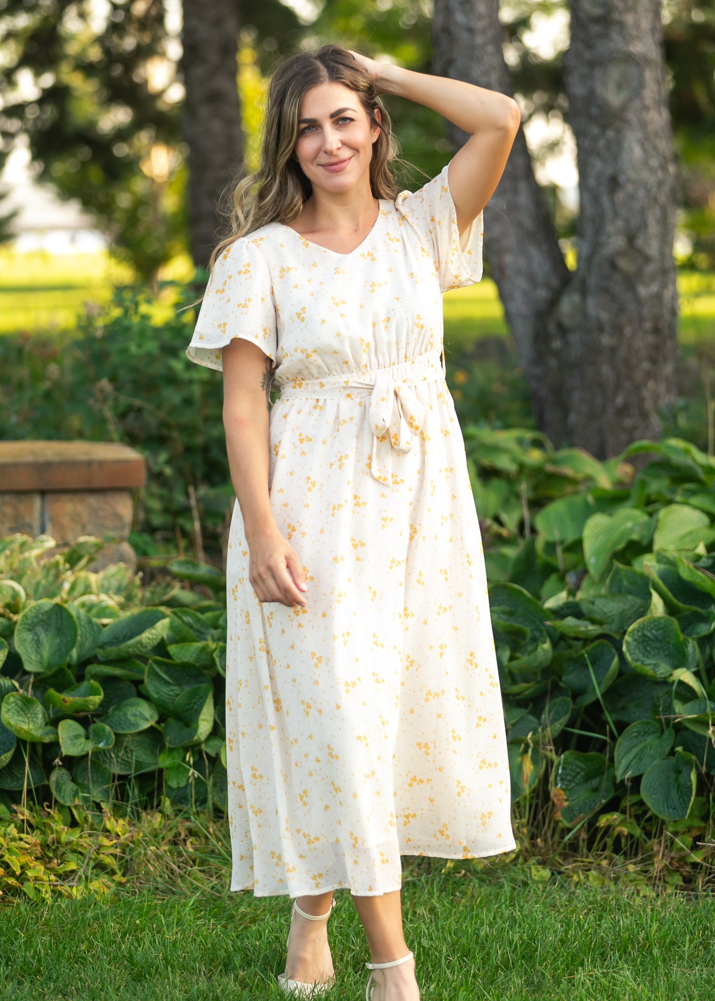 flutter sleeve white maxi dress Lilia Flutter Sleeve Maxi Dress, Small