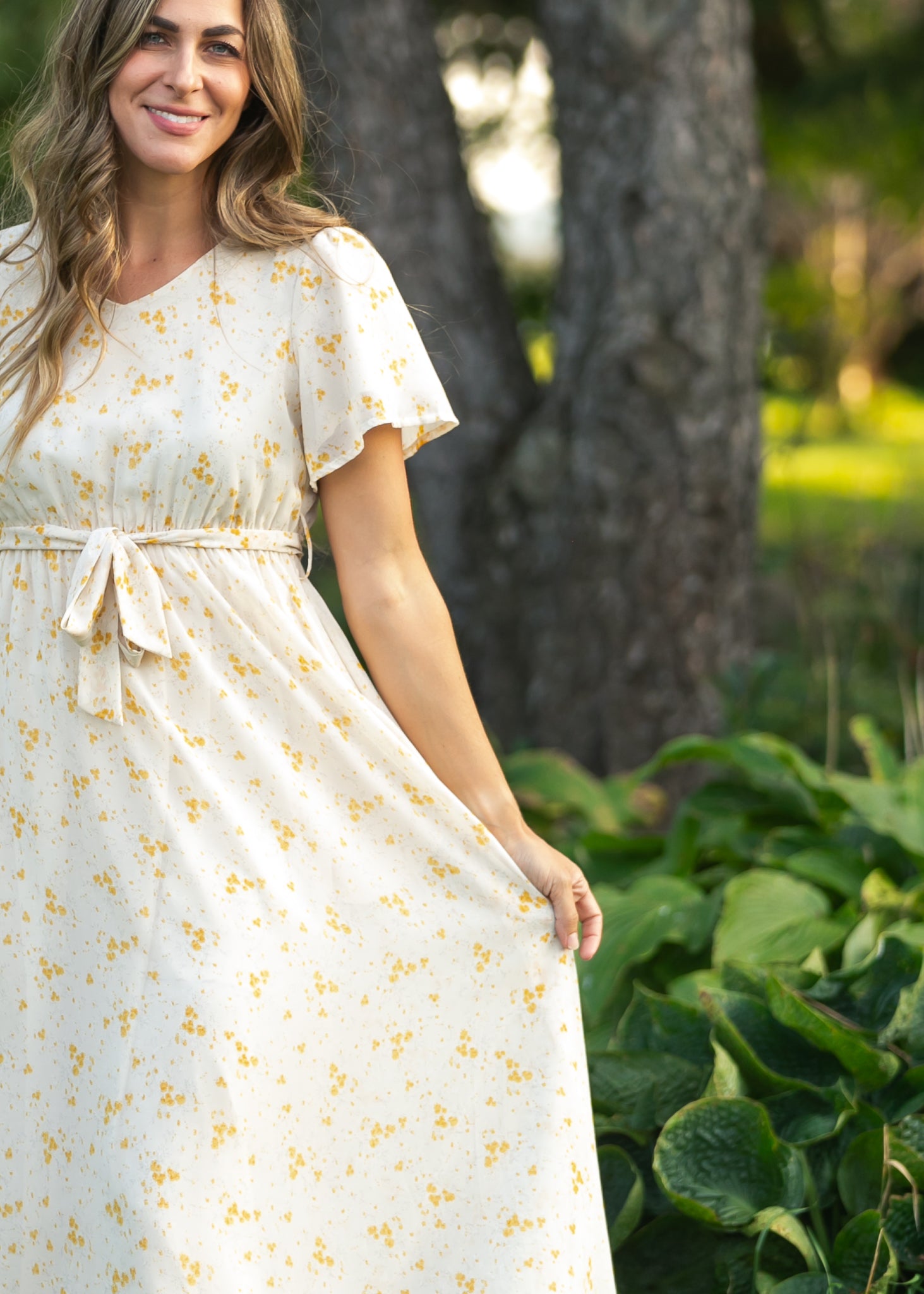 Lilia Flutter Sleeve Maxi Dress IC Dresses