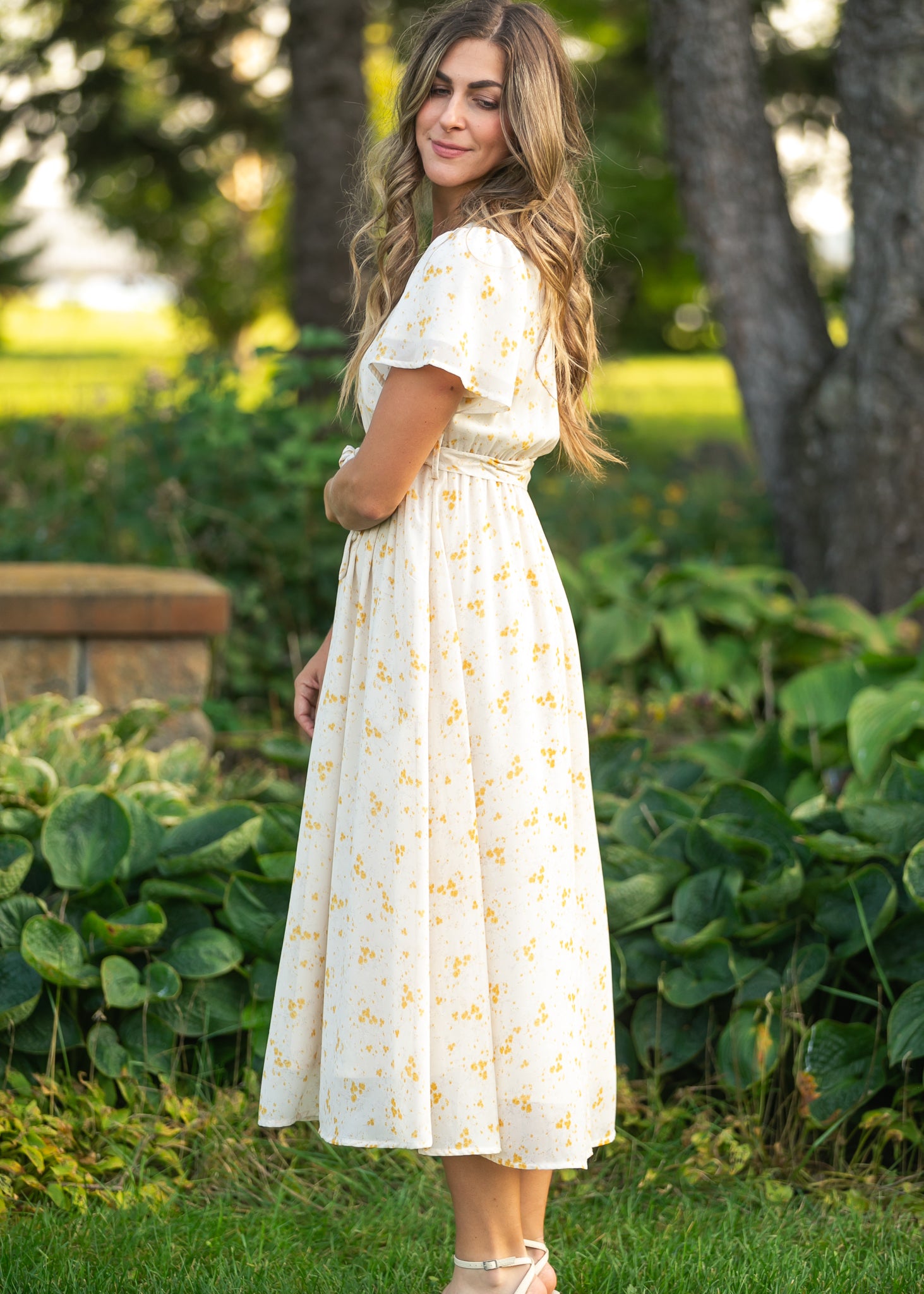 flutter sleeve white maxi dress Lilia Flutter Sleeve Maxi Dress, Small