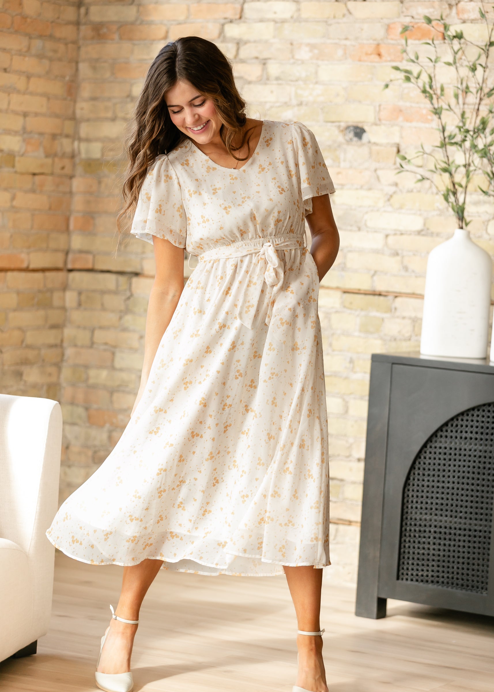 fitted lace wedding dress Fate Finds a Way Blue Multi Floral V-Neck Flutter Sleeve Maxi Dress