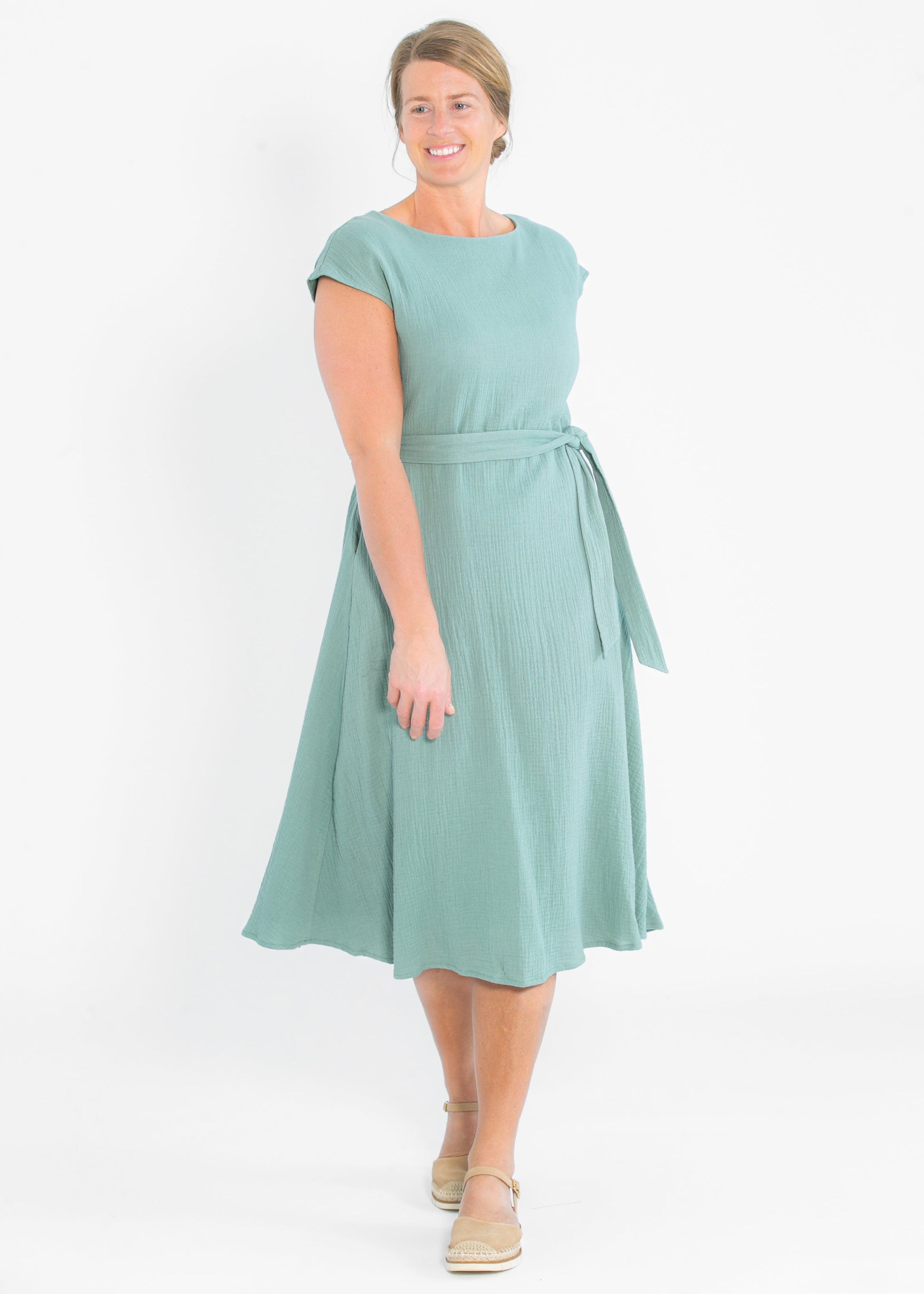Lily Gauze Belted Midi Dress - FINAL SALE Inherit Co. Lily Gauze Belted Midi Dress - FINAL SALE Inherit Co.