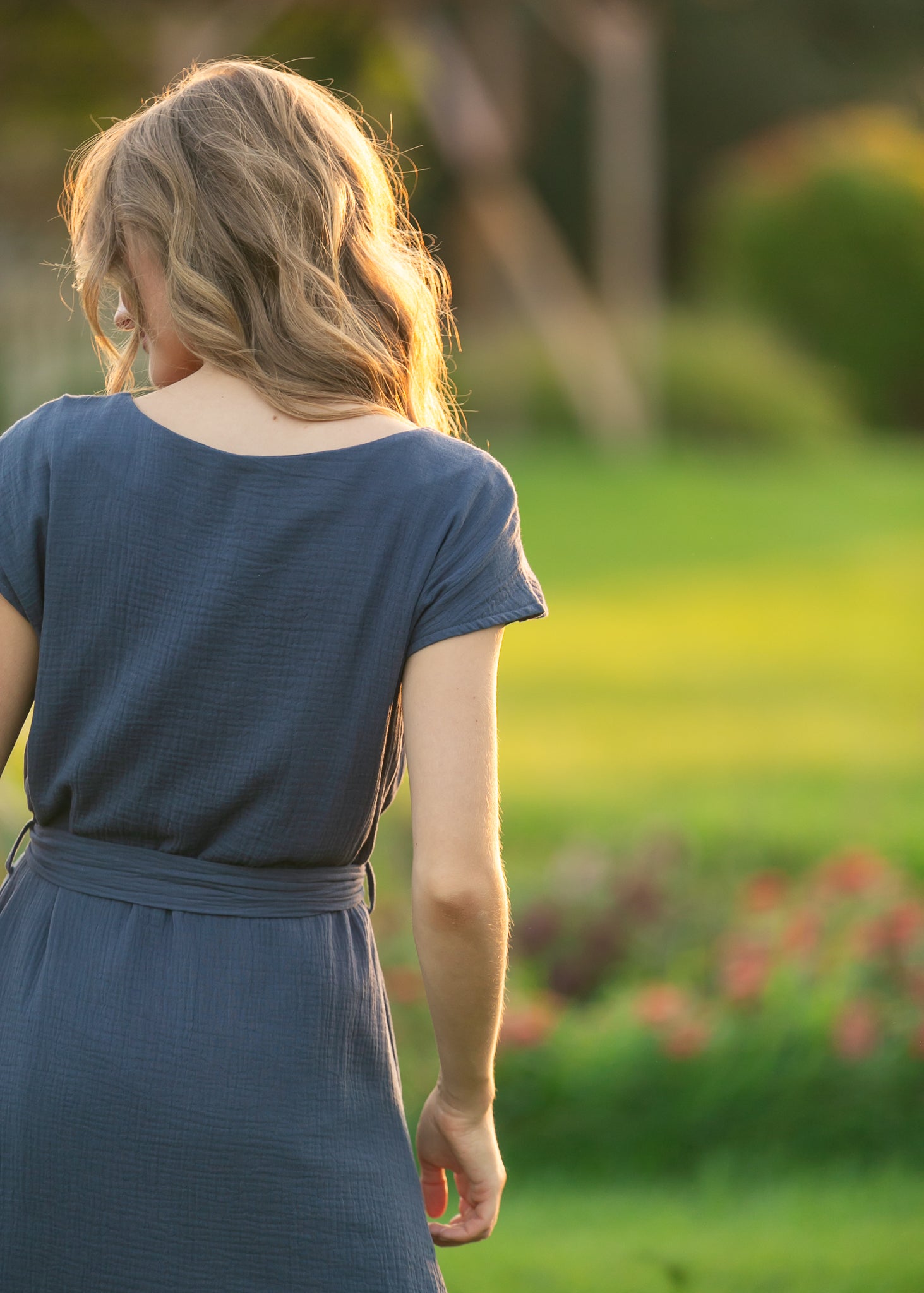 Lily Gauze Belted Midi Dress IC Dresses