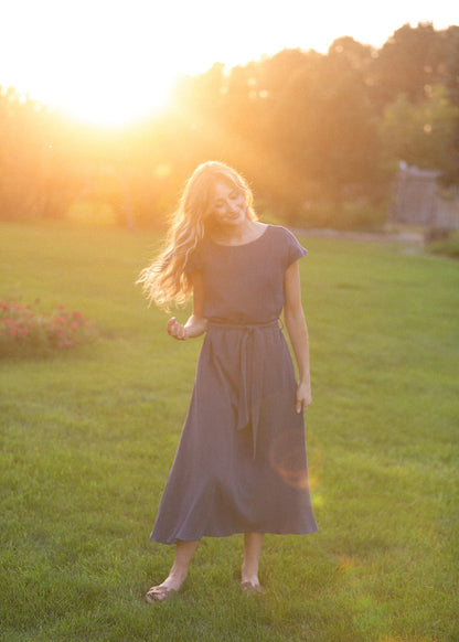 Lily Gauze Belted Midi Dress IC Dresses