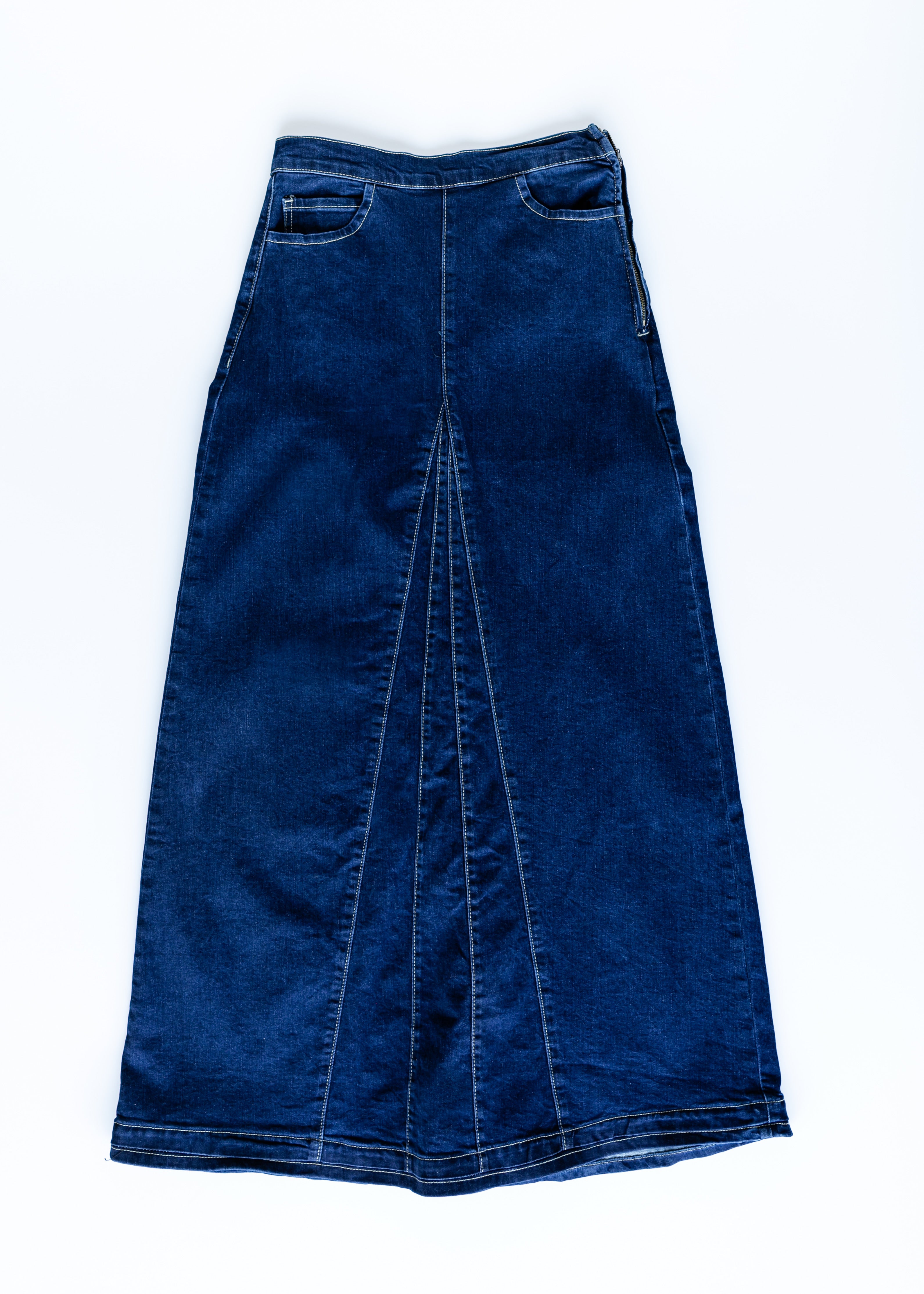 Linda Long Dark Denim A-Line Skirt | Inherit Co. – Inherit Co.