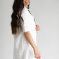 Linen Blend Cream Button Down Layering Top Dresses