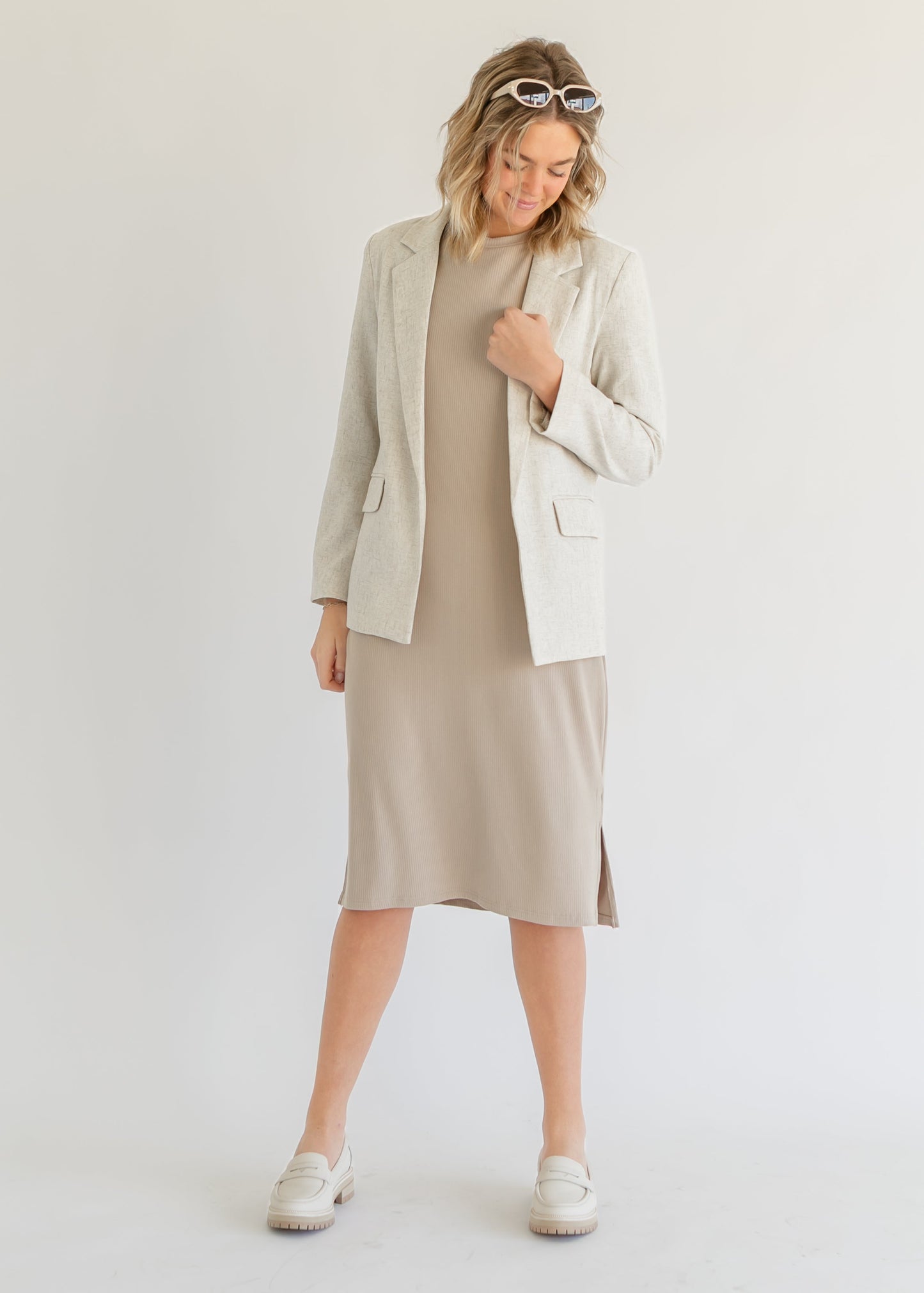 Linen Blend Open Front Blazer FF Layering Essentials