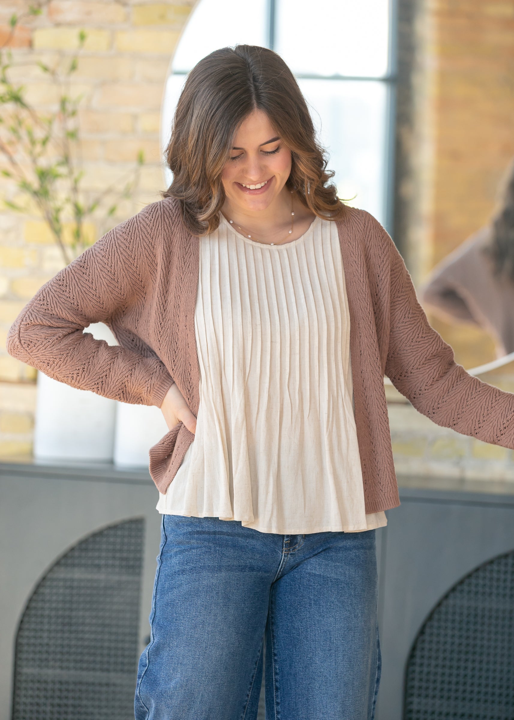 Linen Blend Pleated Tank FF Tops