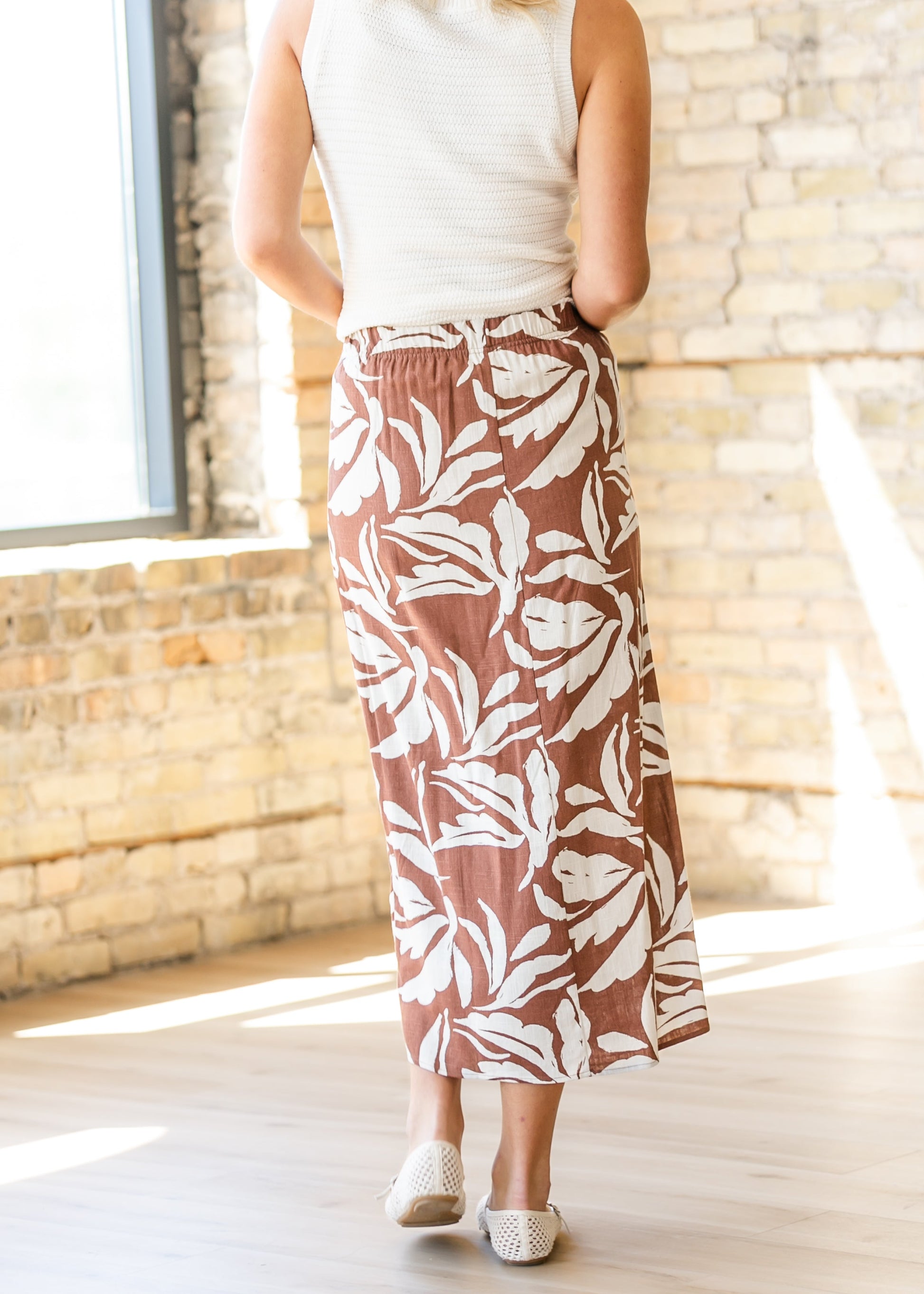 Linen Blend Wrap Midi Skirt FF Skirts