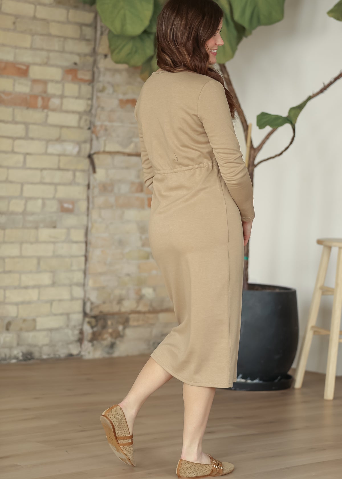 Linnea Taupe Long Sleeve Maxi Dress IC Dresses