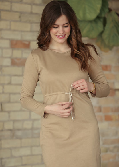 Linnea Taupe Long Sleeve Maxi Dress IC Dresses