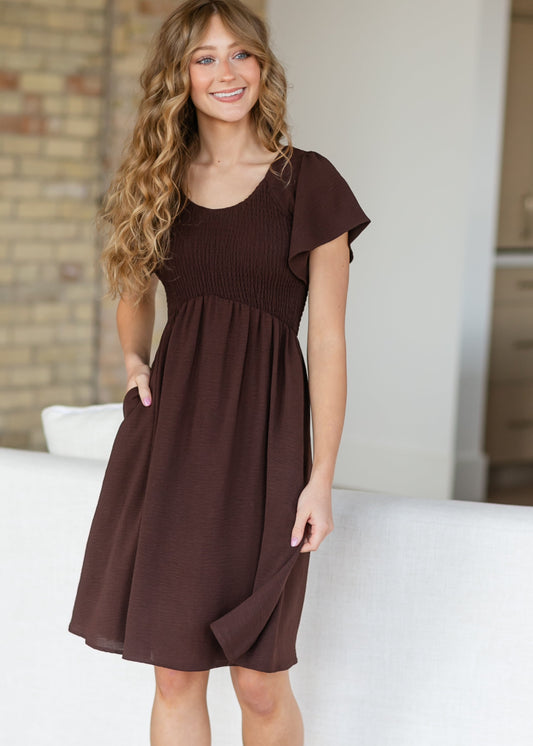 Liv Smocked Midi Dress FF Dresses