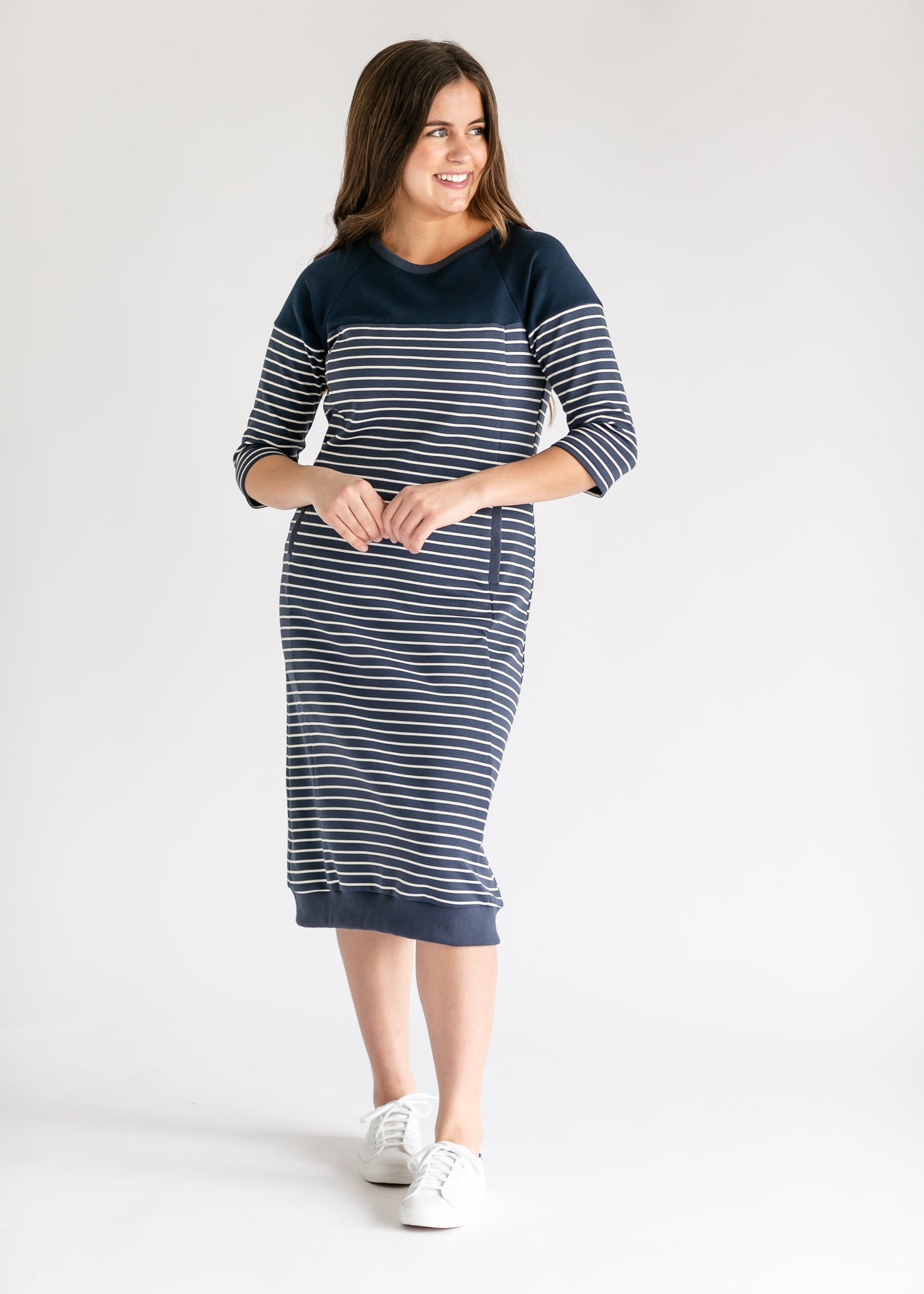 Liv Striped Colorblock Sweatshirt Dress IC Dresses