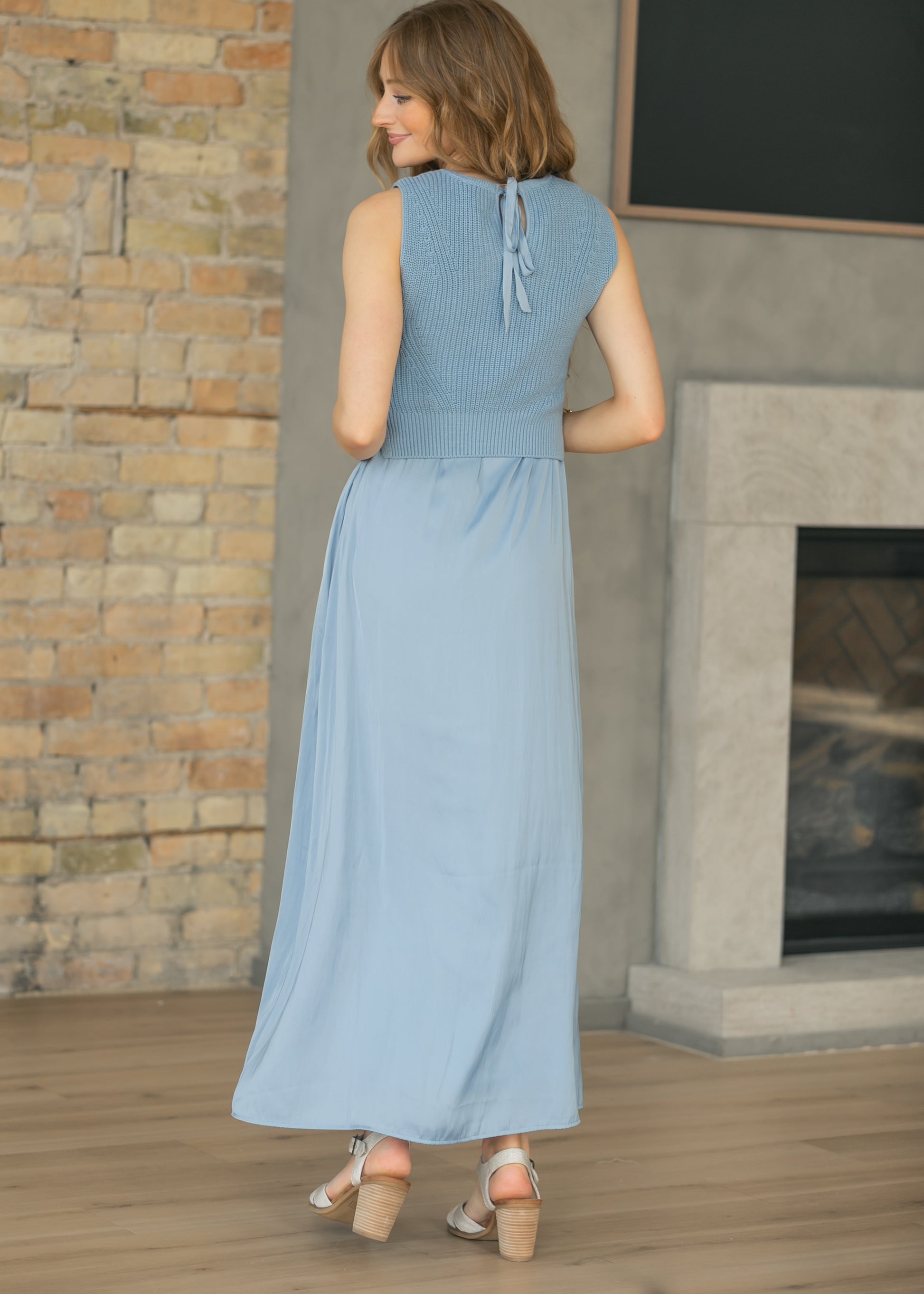 LIVERPOOL® Blue Sleeveless Tie Back Sweater Maxi Dress Blue / XS