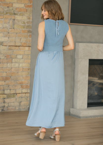 LIVERPOOL® Blue Sleeveless Tie Back Sweater Maxi Dress FF Dresses