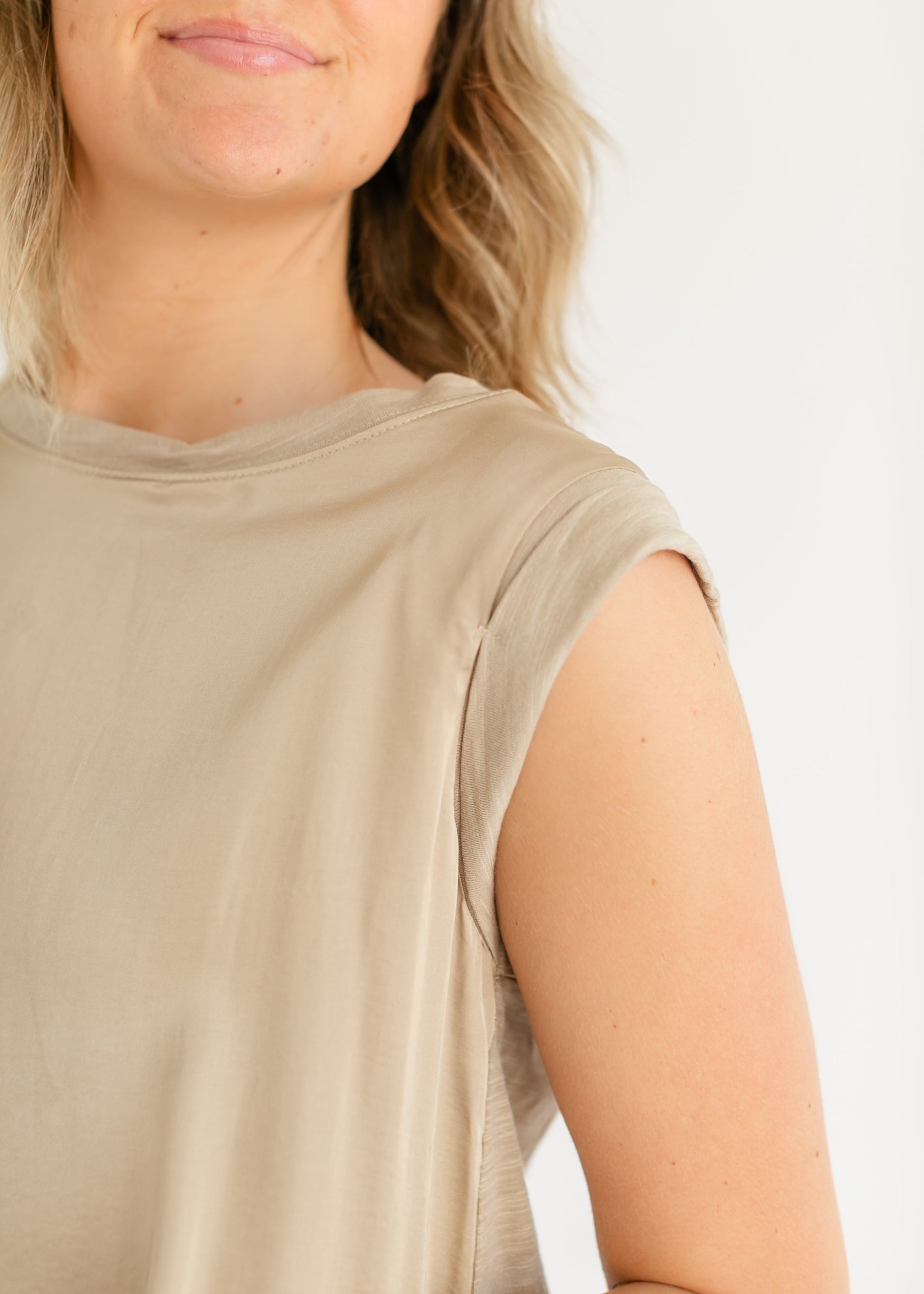 LIVERPOOL® Cap Sleeve Woven Knit Top FF Tops