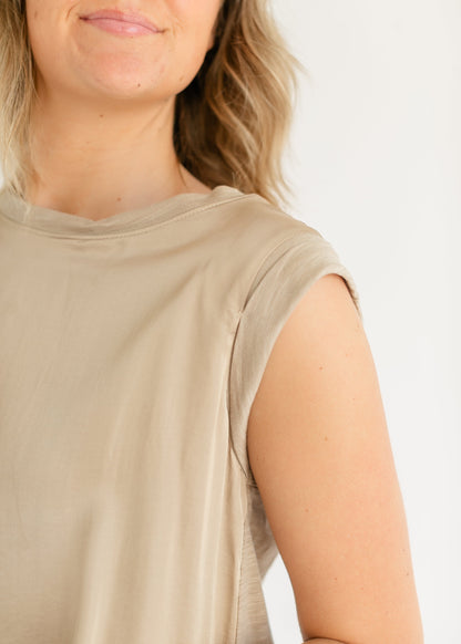 LIVERPOOL® Cap Sleeve Woven Knit Top FF Tops