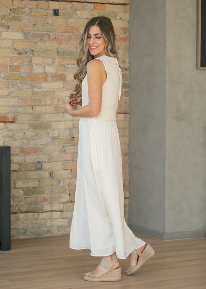 LIVERPOOL® Cream Sleeveless Tie Back Sweater Maxi Dress FF Dresses