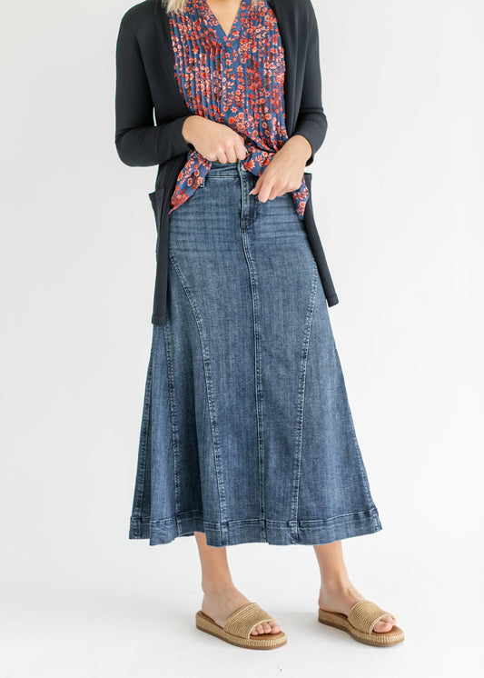 LIVERPOOL® Denim Mermaid Maxi Skirt FF Skirts