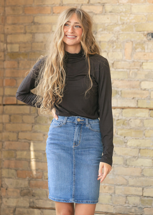 LIVERPOOL® Java Long Sleeve Mock Neck Knit Top FF Tops