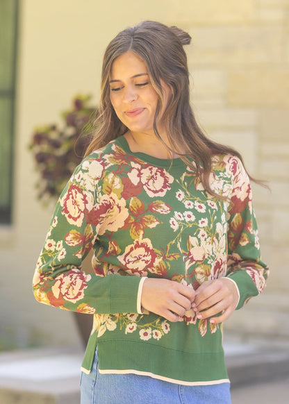 Liverpool Los Angeles® Floral Crewneck Sweater FF Tops