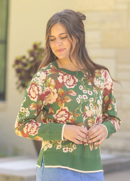 Liverpool Los Angeles® Floral Crewneck Sweater FF Tops