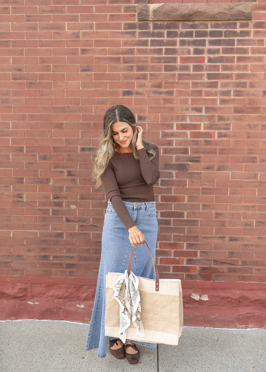 Lola Ribbed Top with Lace Trim IC Tops
