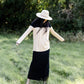 Long Sleeve Color Block Taupe + Black Top - FINAL SALE FF Tops