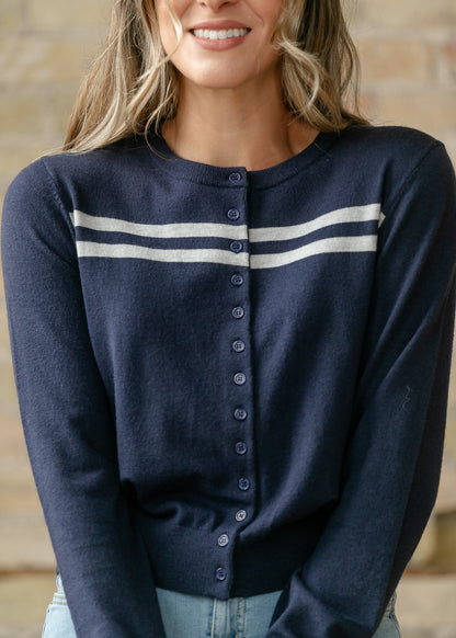 Long Sleeve Double Stripe Cozy Cardigan FF Layering Essentials