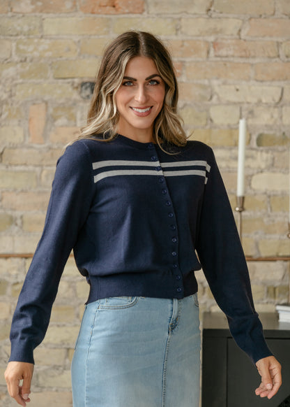 Long Sleeve Double Stripe Cozy Cardigan FF Layering Essentials S
