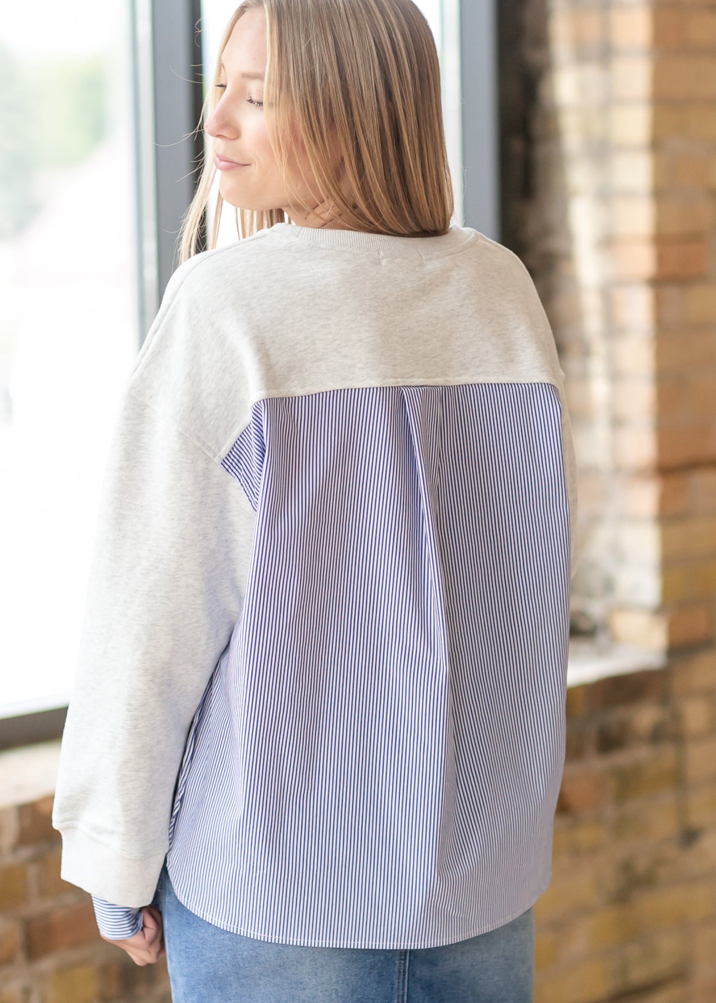 Long Sleeve Mixed Media Top FF Tops