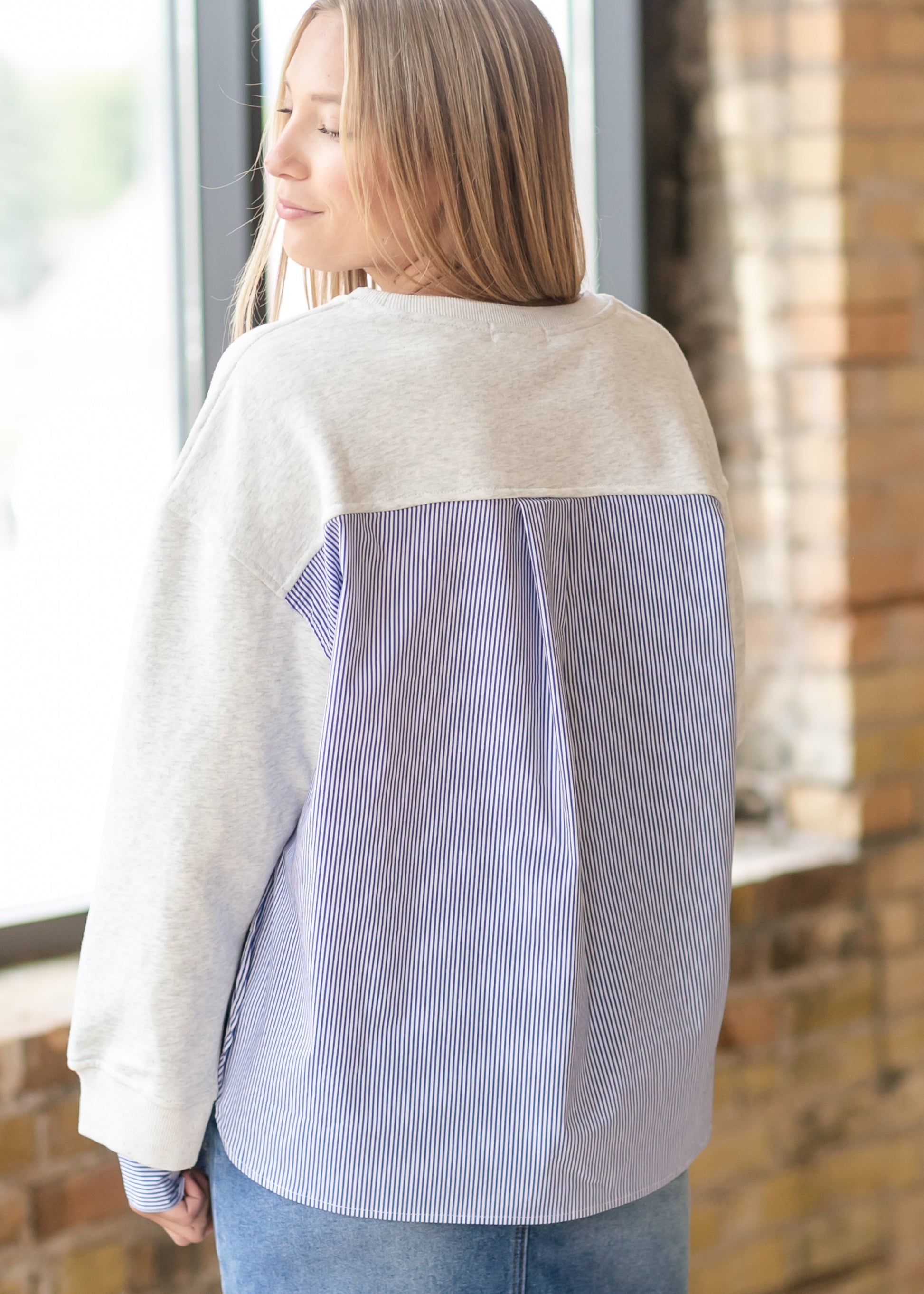 Long Sleeve Mixed Media Top FF Tops