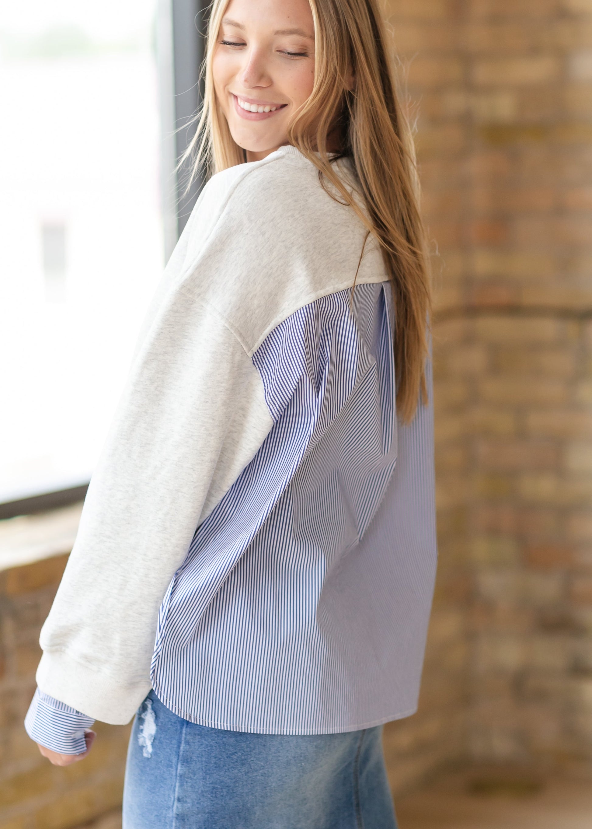 Long Sleeve Mixed Media Top FF Tops