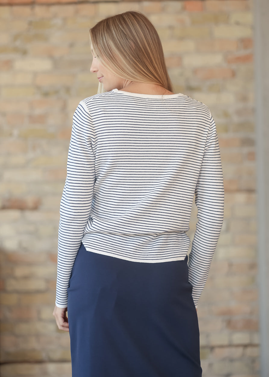 Long Sleeve Navy Stripe Top FF Tops