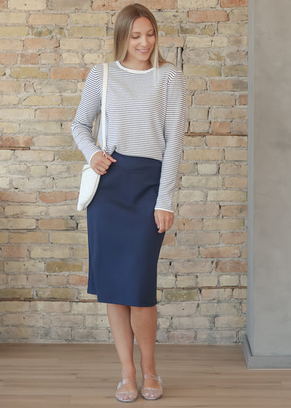 Long Sleeve Navy Stripe Top FF Tops