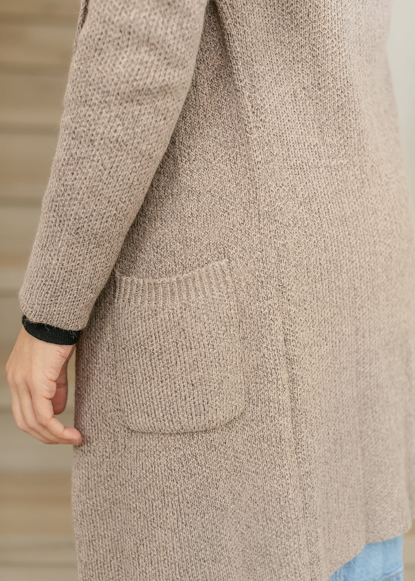 Long Sleeve Notched Collar Sweater Jacket FF Layering Essentials