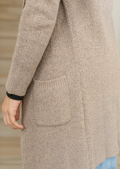 Long Sleeve Notched Collar Sweater Jacket FF Layering Essentials