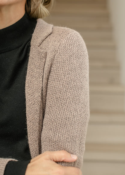 Long Sleeve Notched Collar Sweater Jacket FF Layering Essentials