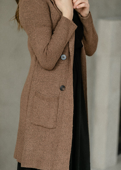 Long Sleeve Notched Collar Sweater Jacket FF Layering Essentials