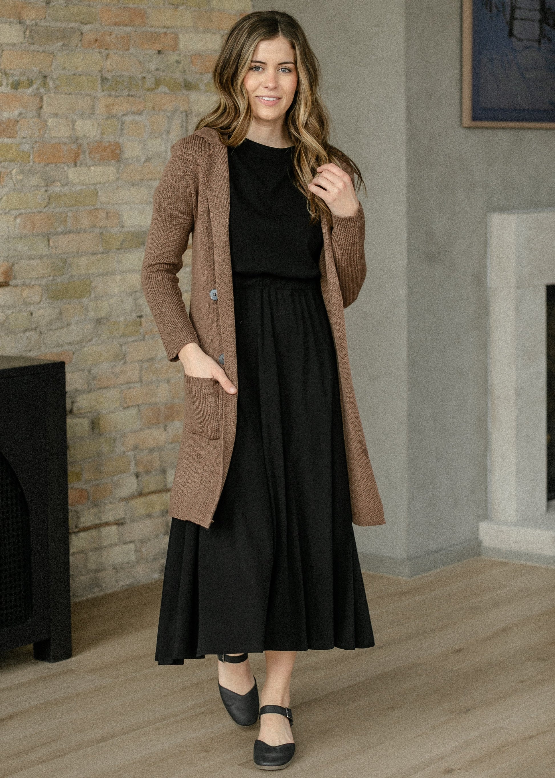 Long Sleeve Notched Collar Sweater Jacket