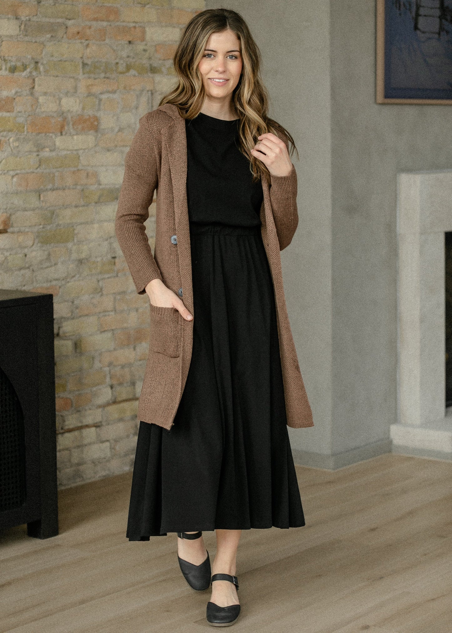 Long Sleeve Notched Collar Sweater Jacket FF Layering Essentials