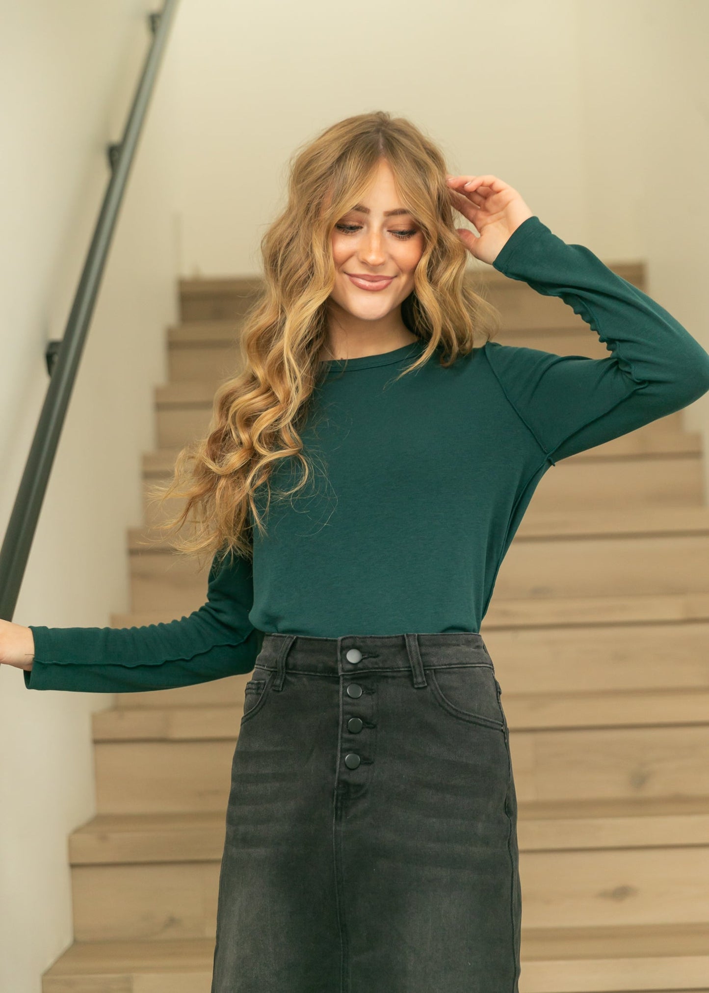 Long Sleeve Out Seam Jersey Top FF Tops Green / S