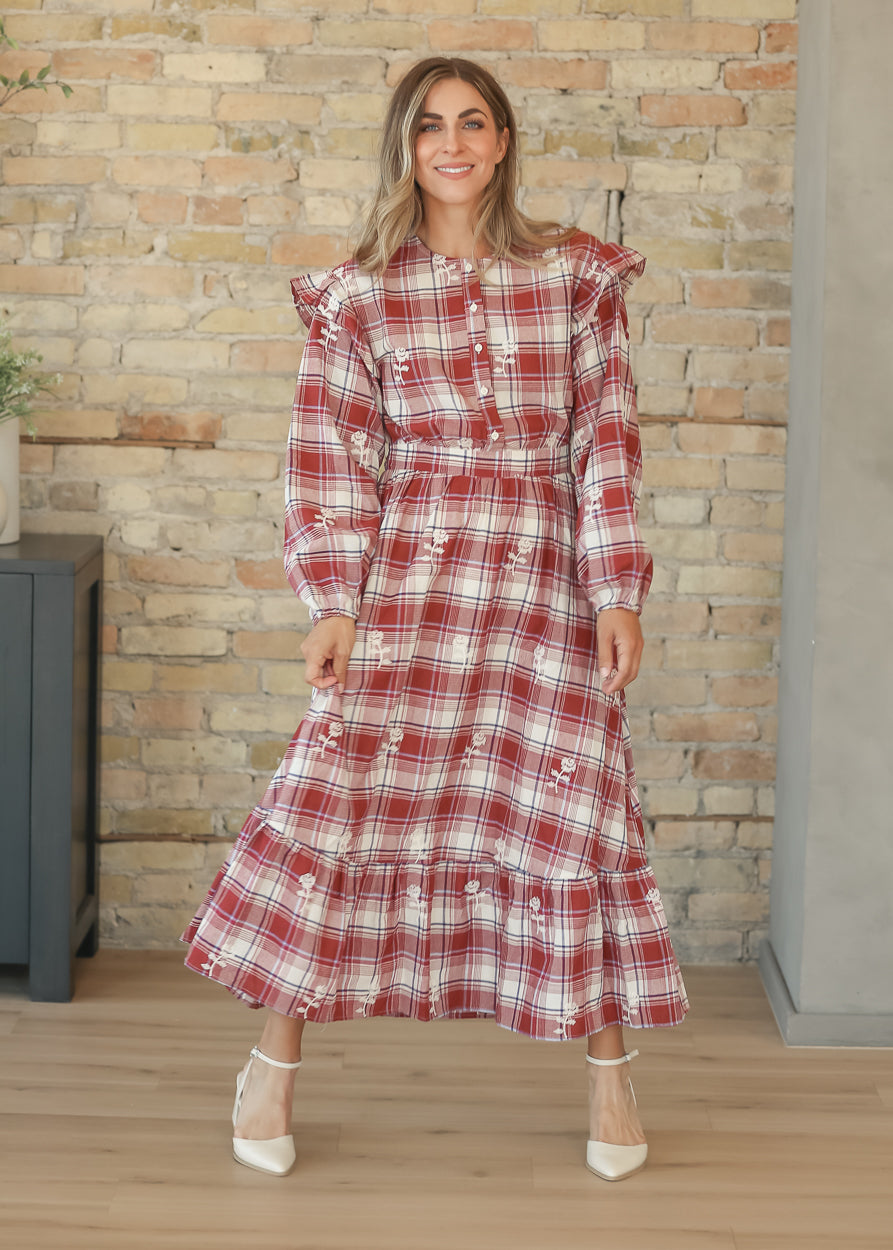 Long Sleeve Ruffle Detail Maxi Dress FF Dresses