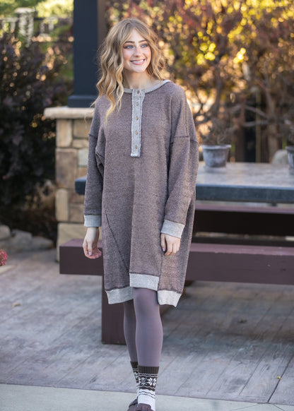 Long Sleeve Seam Detail Midi Dress FF Dresses