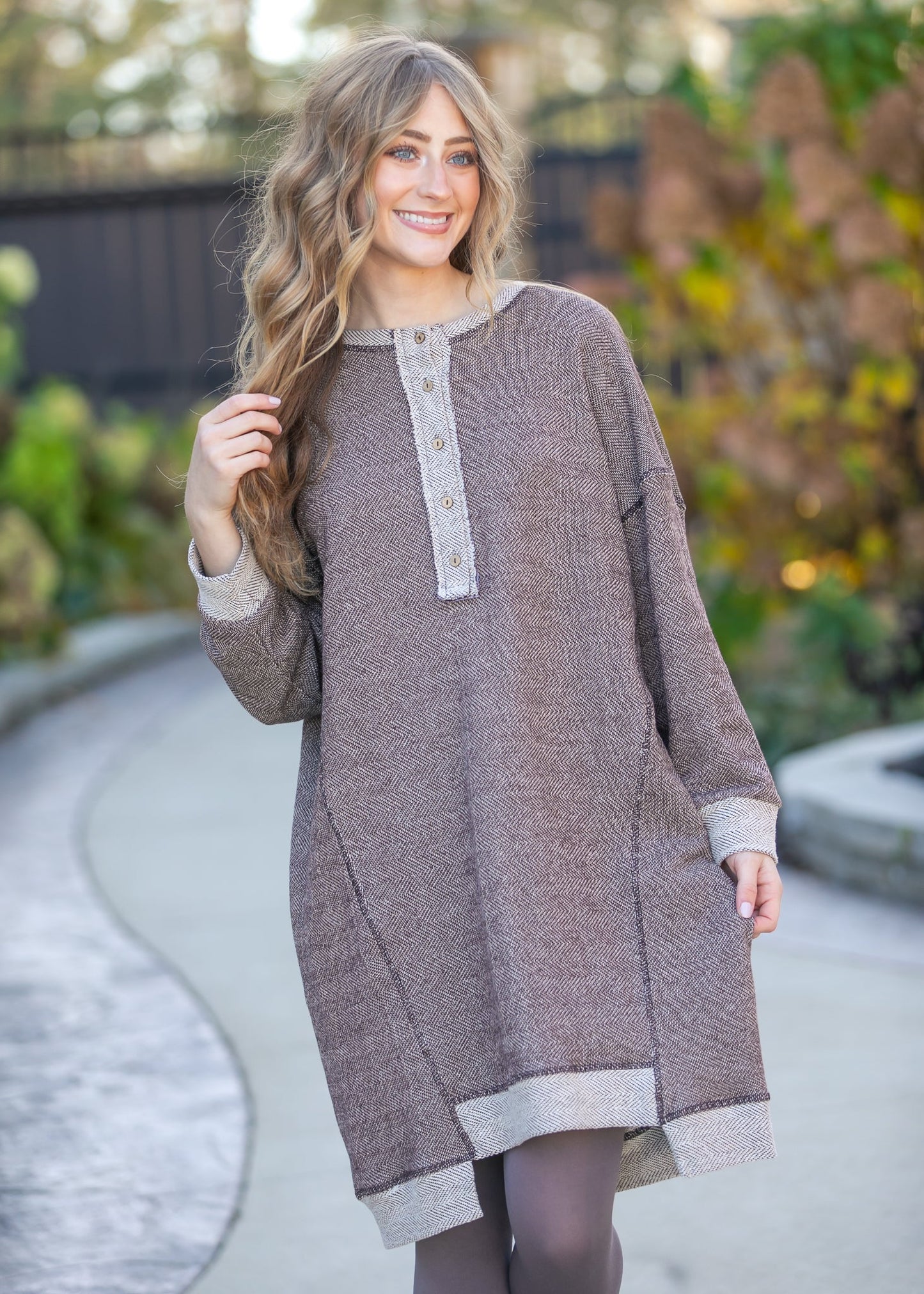 Long Sleeve Seam Detail Midi Dress FF Dresses