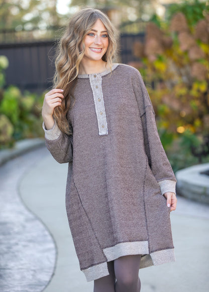 Long Sleeve Seam Detail Midi Dress FF Dresses