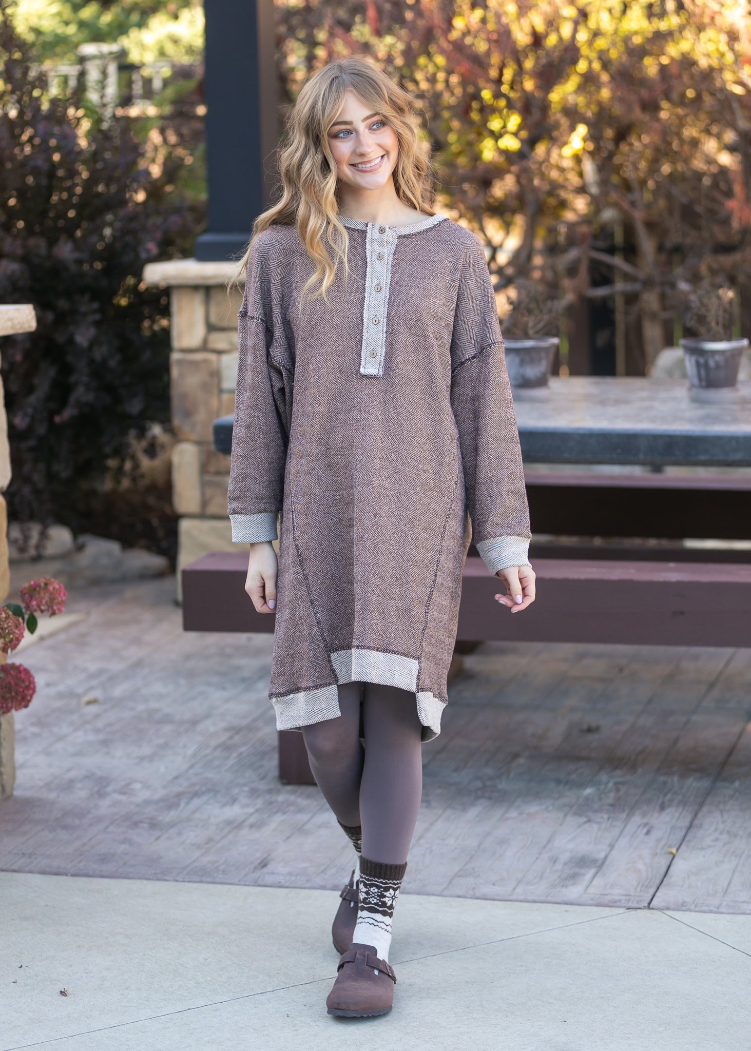 Long Sleeve Seam Detail Midi Dress FF Dresses