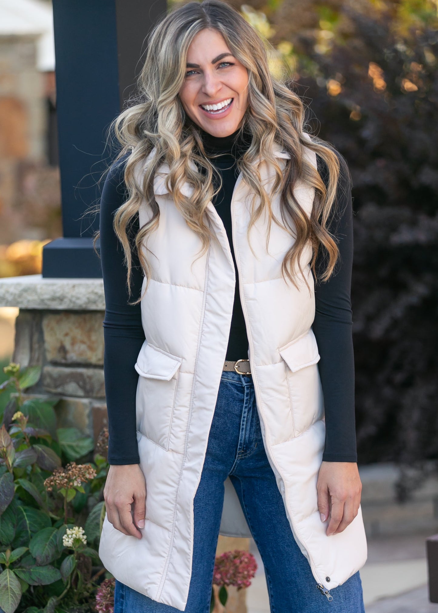 Long Zip Up Puffer Vest FF Layering Essentials